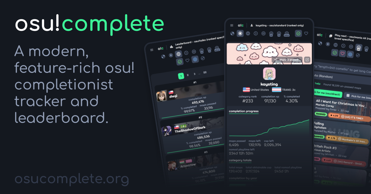 Search players and maps - osu!complete